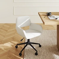 Chaise de bureau pivotante Homy Casa, chaise de bureau ergonomique réglable, tissu chenille beige