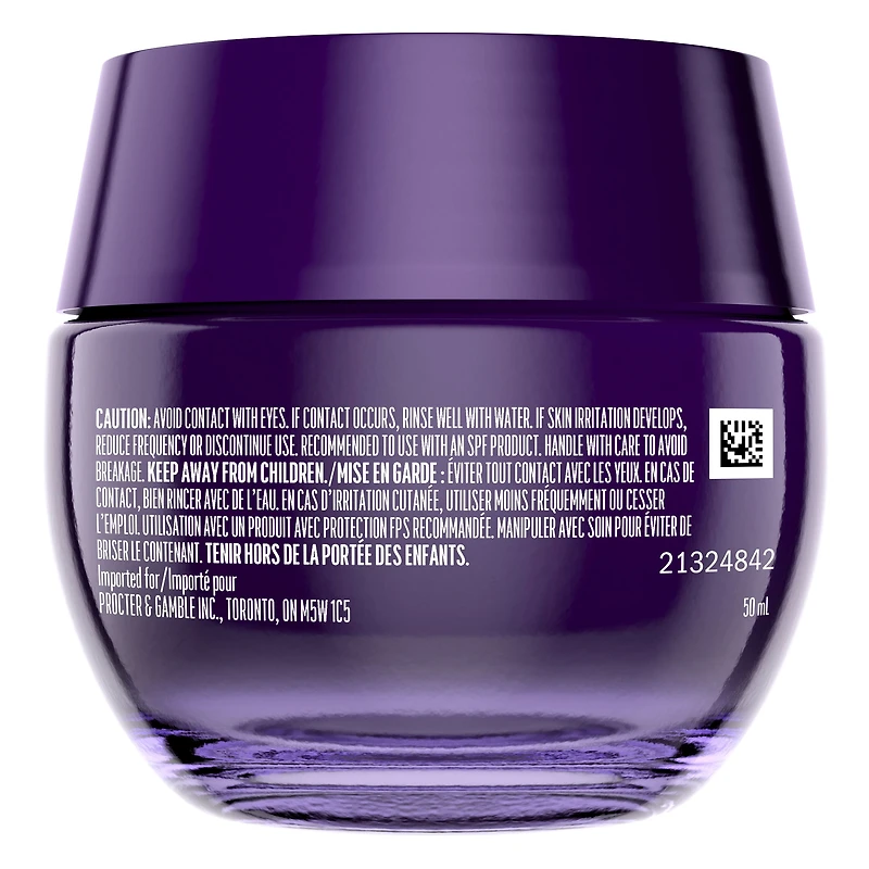 Olay Retinol 24 Face Cream, Anti-Aging Night Moisturizer, Fragrance-Free, Non Greasy - Anti-Wrinkle, Smooth Fine Lines, Tightening, Hydrating Skin Care - Peptides, Glycerin, 50 mL