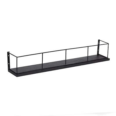 Hometrends 23in Benbrook Wood and Metal Floating Wall Shelf Black