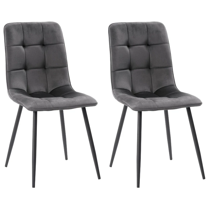 CorLiving Nash Set of 2 Velvet Upholstered Indoor Side Chairs with Black Flared Metal Legs