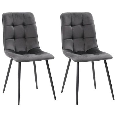 CorLiving Nash Set of 2 Velvet Upholstered Indoor Side Chairs with Black Flared Metal Legs