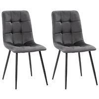 CorLiving Nash Set of 2 Velvet Upholstered Indoor Side Chairs with Black Flared Metal Legs