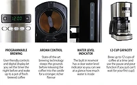 Kenmore Programmable 12-Cup Coffee Maker, Stainless & Black, Auto Brew & Keep Warm Functions
