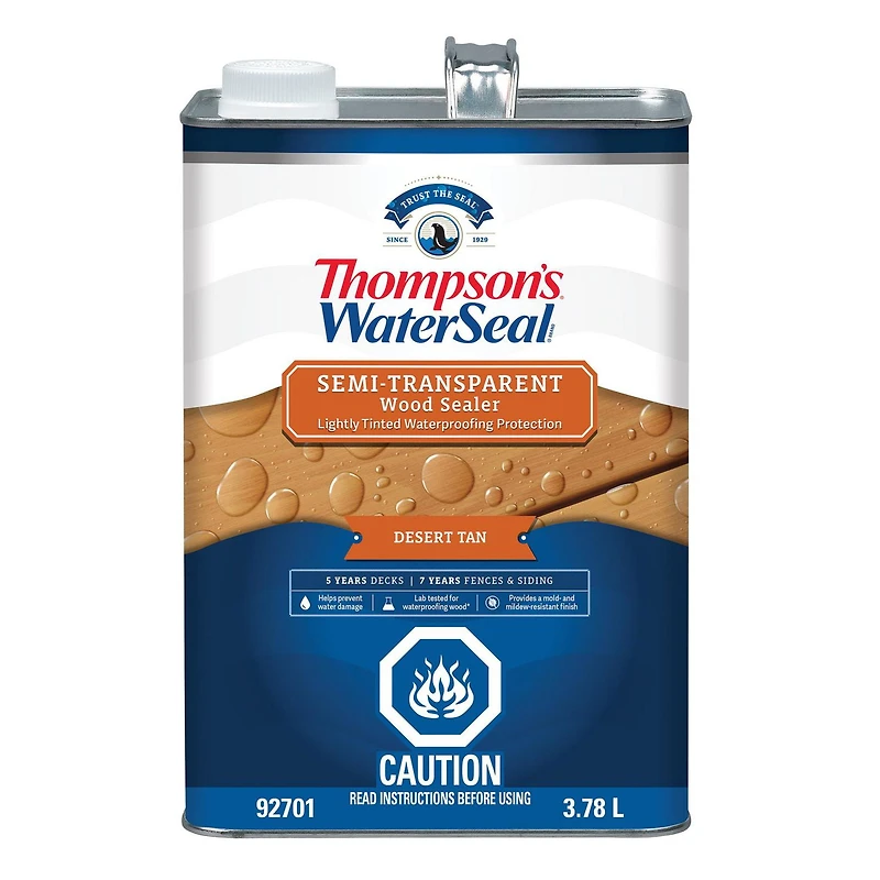 Scelleur semi-transparent pour le bois Thompson’s WaterSeal, tan désert, 3,78 l
