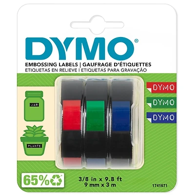 DYMO Self-Adhesive Embossing Labels, Assorted Colours, 3/8" x 9.8-Foot Roll