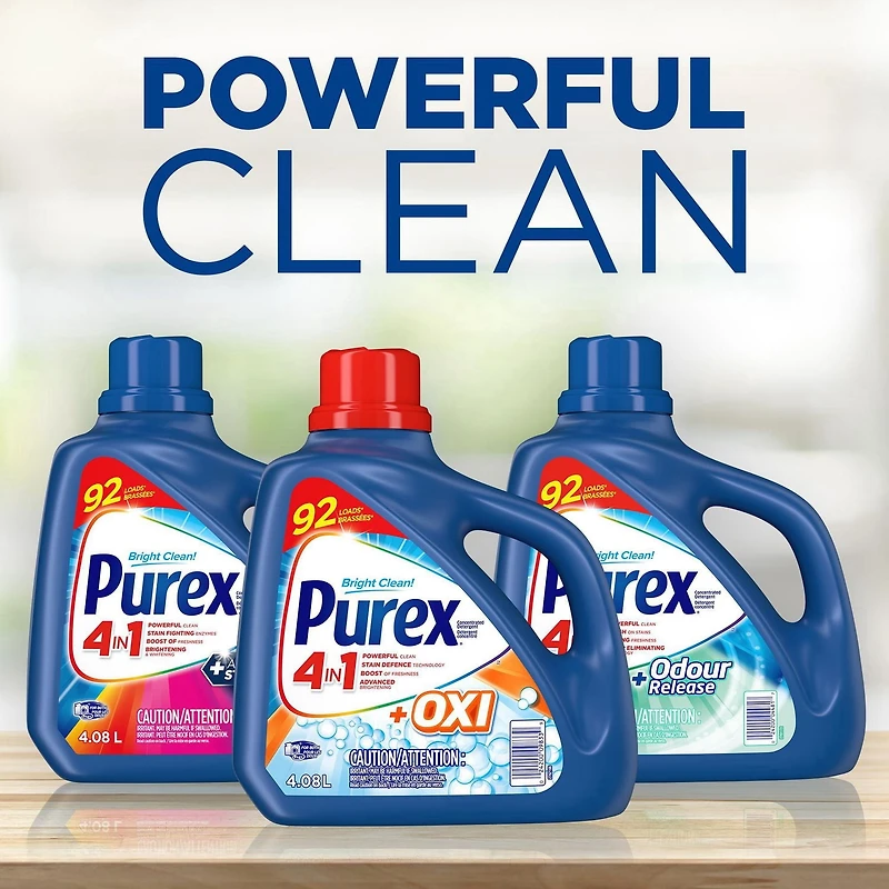 Purex Plus Oxi 4 in 1 Concentrated Liquid Laundry Detergent, 4.08 Litres, 92 Wash Loads