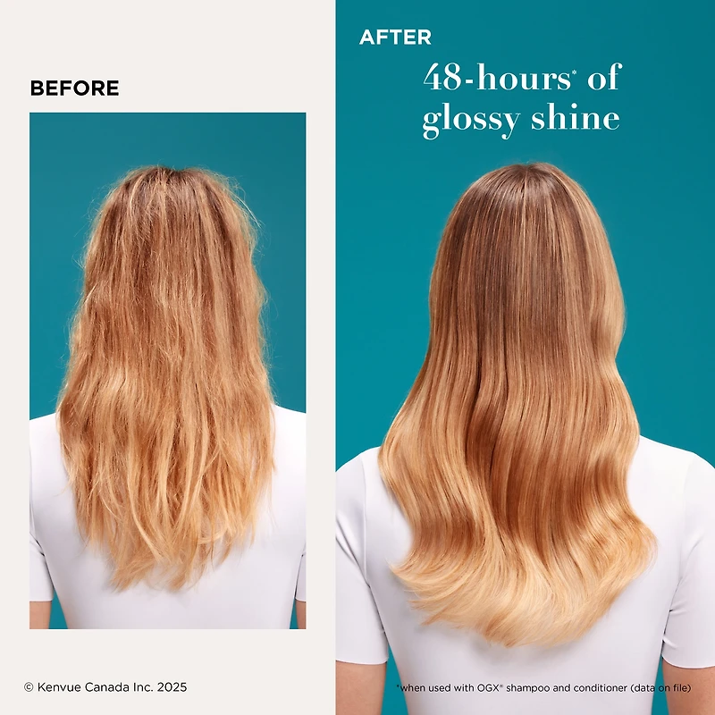 OGX Mirror Shine + Argan Oil Pre-Wash Hair Gloss, Smoothing Rinse Out Treatment for 48 Hours of Glossy Shine* & Nourishing Repair, Lightweight Hair Oil Mends Split Ends***