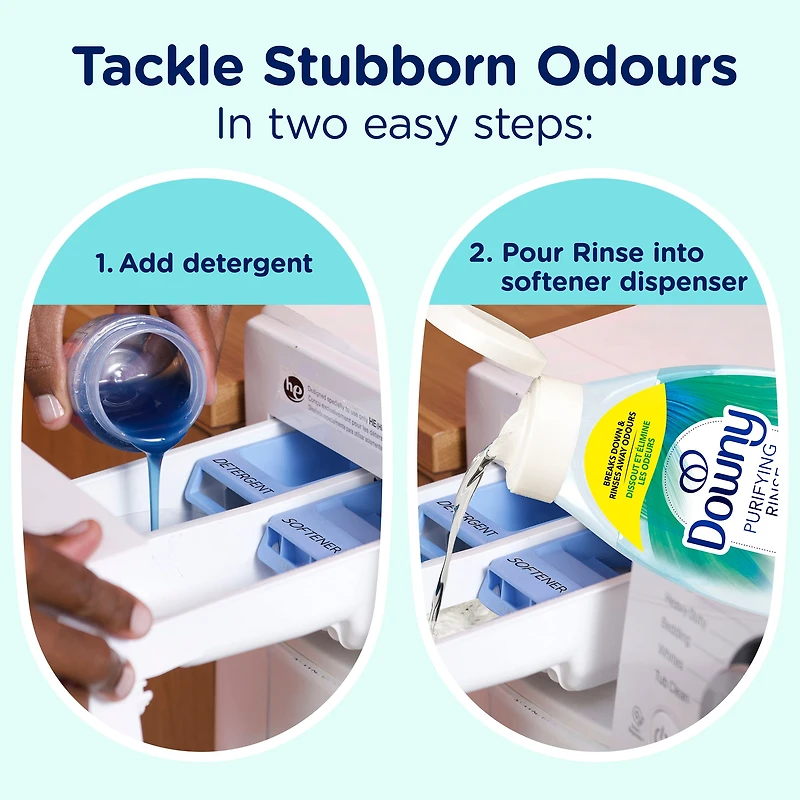 Downy Purifying Rinse Laundry Odour Remover, Cool Cotton Scent, Fabric Softener and Laundry Odour Removal Rinse, Fights Odours at the source, HE Compatible 54WL