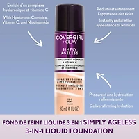 COVERGIRL Simply Ageless 3-in-1 Liquid Foundation Infused with Hyaluronic Complex, Vitamin C and Niacinamide - Hydrating Formula, 100% Cruelty-Free