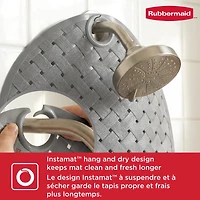 Rubbermaid Instamat Bath Tub Shower Mat, Non-Slip, Hangs on Showerhead for Quick Drying, 27.2" x 15.2", Gray