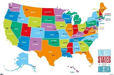 Map - United States Of America 2022 Wall Poster, 22.375" x 34"