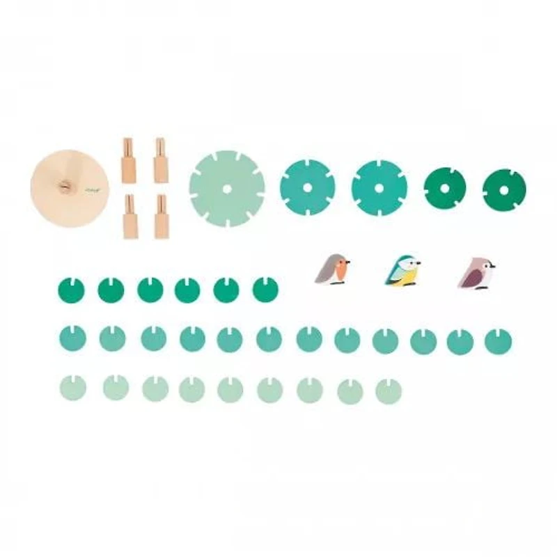 Janod - Tree to Piece Together - Build-Your-Own 30 cm Tree - Includes 37 Wooden Accessories - Dexterity Game - for Children and Toddlers - from 36 Months