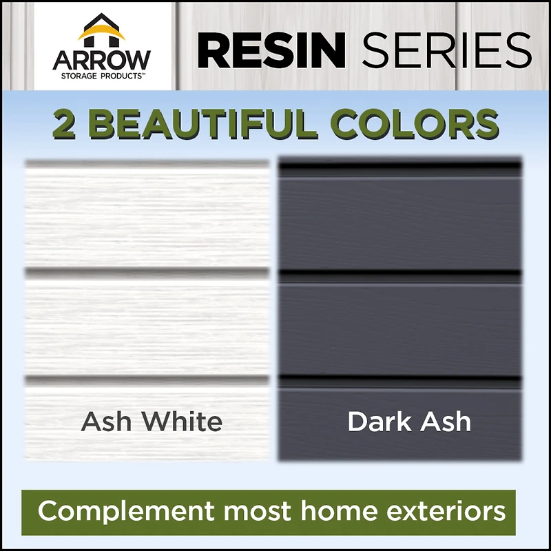 Arrow 4ft x 2ft x 6ft Ash White Resin Series Garden Shed
