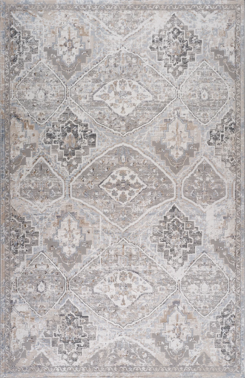 Tapis d'interieur classique Atlas Rug Branch, bleu gris, oriental - Salon, chambre, salle a manger et cuisine