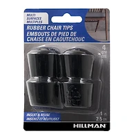 RUBBER CHAIR TIPS 1" BLACK 4PC