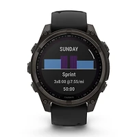 Garmin fēnix® 8 Solar Sapphire Lens GPS Smartwatch - 47-mm - Carbon Grey DLC Titanium Bezel with Black/Pebble Grey Silicone Band