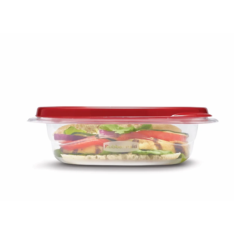 Rubbermaid TakeAlongs Square Food Storage Containers, 669 mL (2.9 Cup), Ruby Red, 4 Pack
