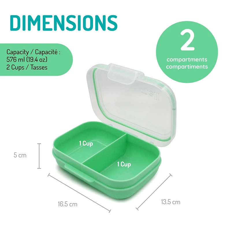 Melii Bento Mini Menthe avec Clip Transparent