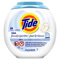 Tide Capsules Pur & Doux Détergent à Lessive Pacs de Savon, Tide Capsules Détergent à Lessive, Pacs de Détergent à Lessive, Détergent à Lessive en Capsules, 76 Unités