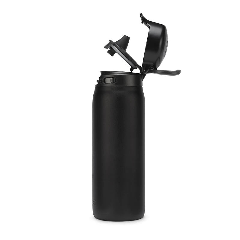 Ello 18 oz Flip & Fill Black Stainless Steel Water Bottle