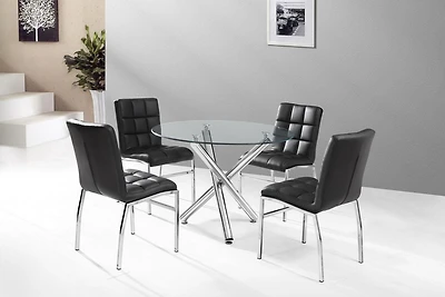K-LIVING WESTON SOFT PU BACK AND SEAT WITH CHROME LEGS CHAIR IN BLACK (4 PER BOX)