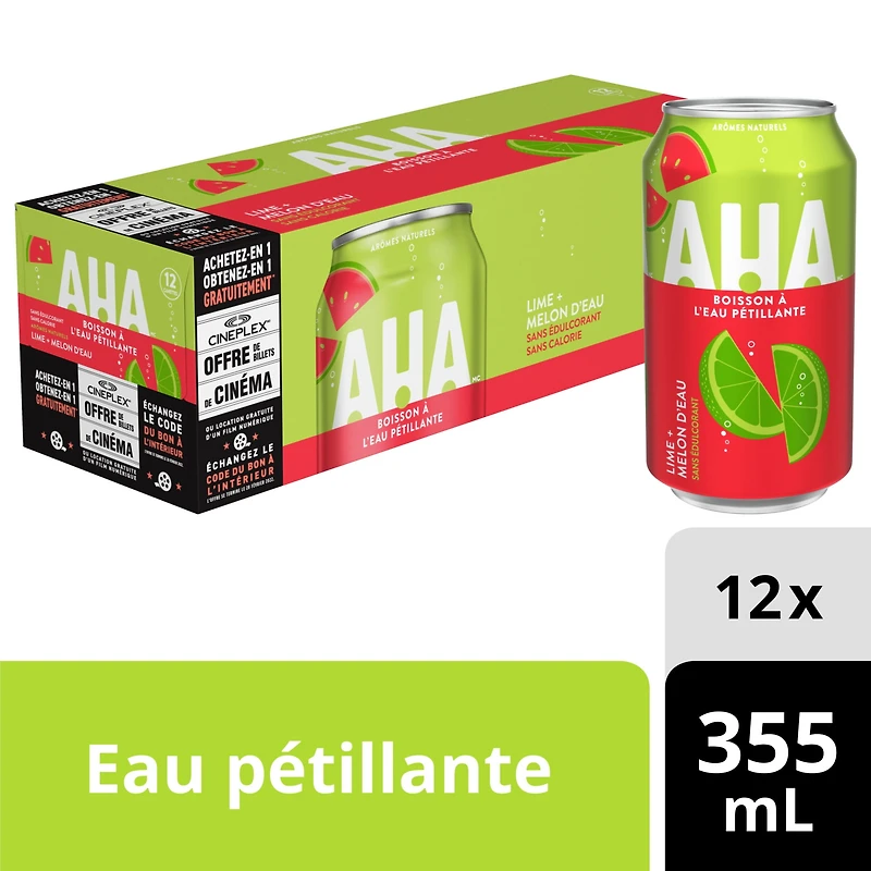 Aha Lime Watermelon Fridge Pack Cans, 355 mL, 12 Pack