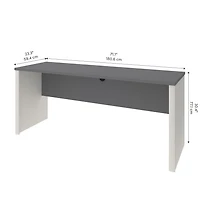 Bestar Connexion 72W Narrow Desk Shell in slate & sandstone