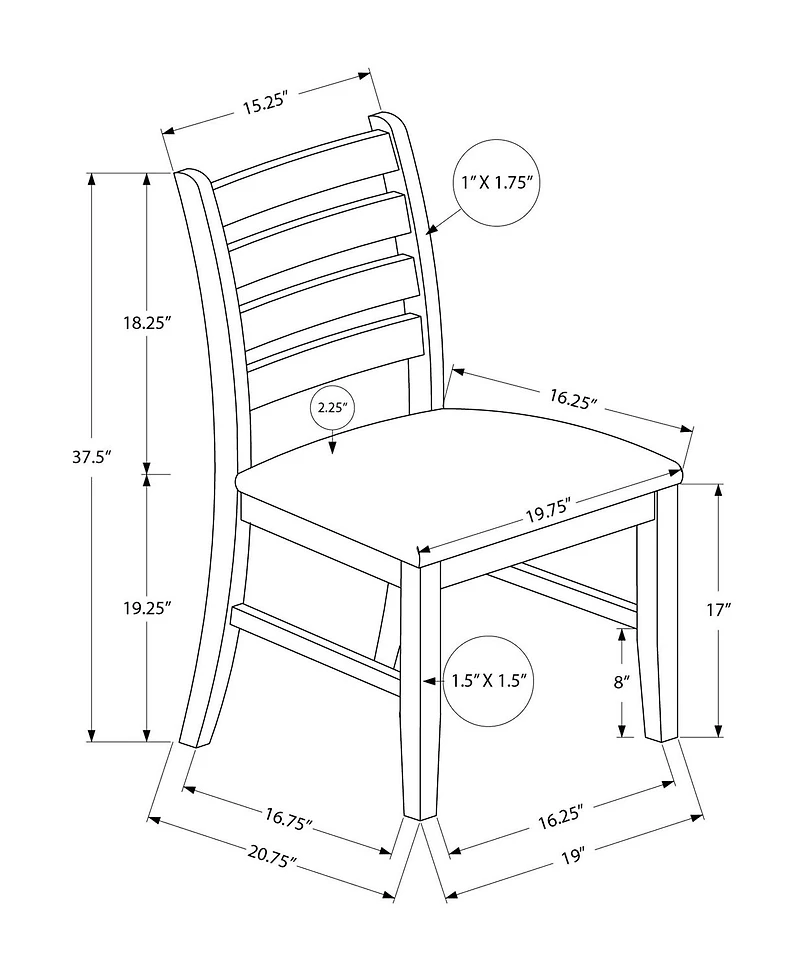 Monarch Specialties Dining Chair, 38" Height, Dining Room, Kitchen, Set Of 2, Side, Upholstered, Antique White, Beige Linen Look, Transitional