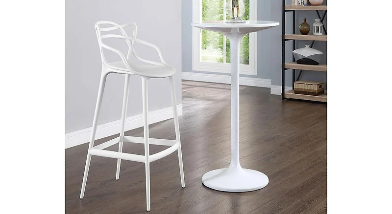 Plata Import Keeper Stool in White, White Tangled Stool, Modern-Mid Century Counter Stool in White, Indoor-Outdoor Stool, Kitchen Stool, Restaurant Stool, White Keeper Stool, Polypropylene Stool, Coun
