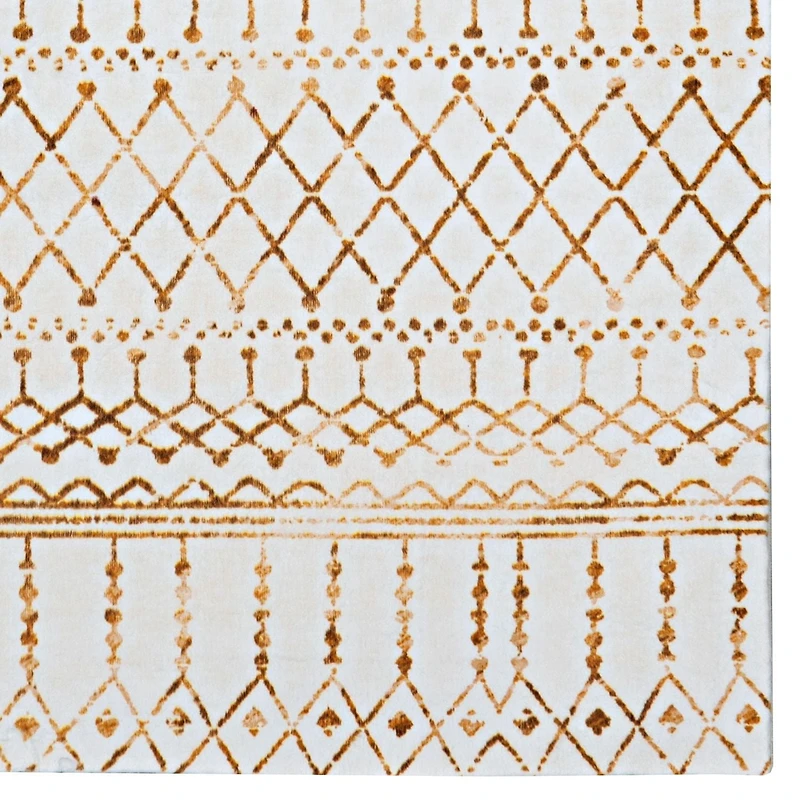 Motif Printed Faux Rabbit Minear Ivory & Gold 3 ft. x 5 ft. Accent Rug