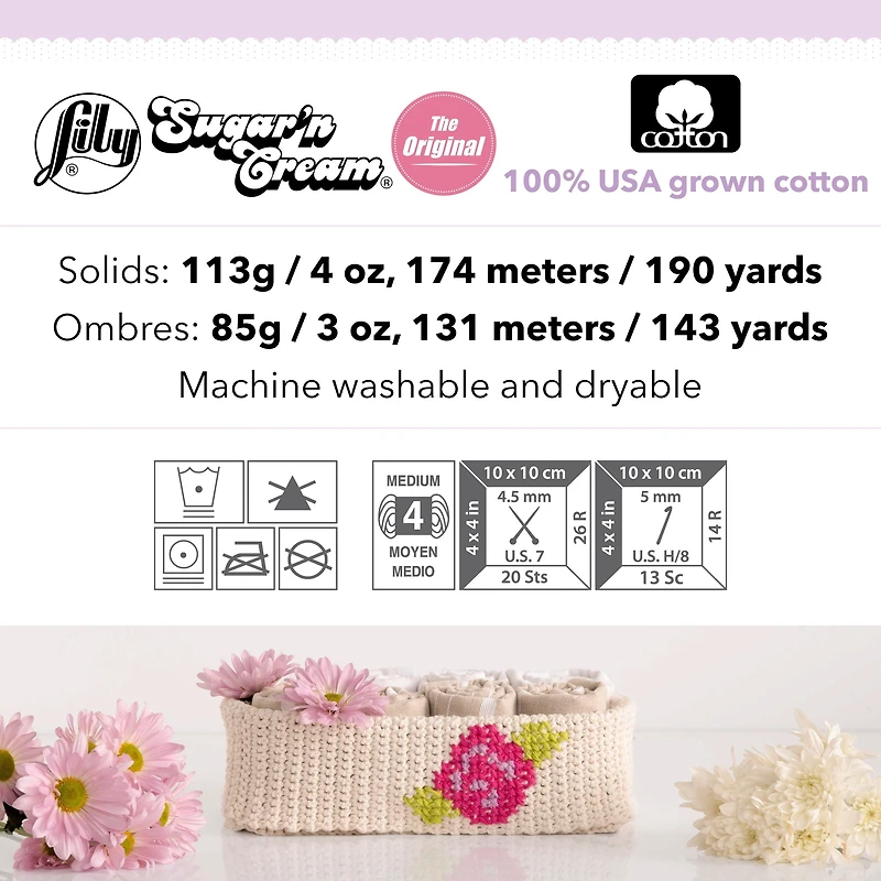 Lily Sugar'n Cream® Super Size Yarn, Cotton #4 Medium, 4oz/113g, 200 Yards