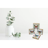 IH Casa Decor Square Wood Blocks Butterfly Asstd - Set of 4