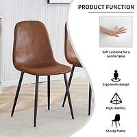 Noble House Modern Dining Chairs Set of 6,Brown Suede-Like Tech Fabric