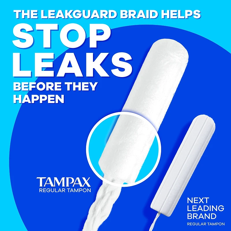 Tampax Tampons Pearl Compacts, avec Tresse LeakGuard & Applicateur Extensible, Absorption Super, Applicateur Extensible Compact, Non Parfumés