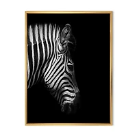 Designart Monochrome Portrait of Zebra Head FLOAT FRAME WALL ART