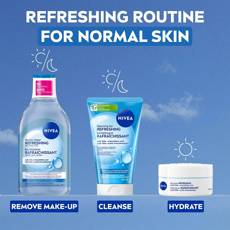 NIVEA Refreshing Day Cream, 24H Moisture for Normal Skin, 50ml, Face Moisturizer with Hyaluronic acid