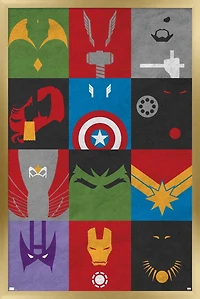 Marvel Comics - Avengers - Minimalist Grid Wall Poster, 14.725" x 22.375" Framed