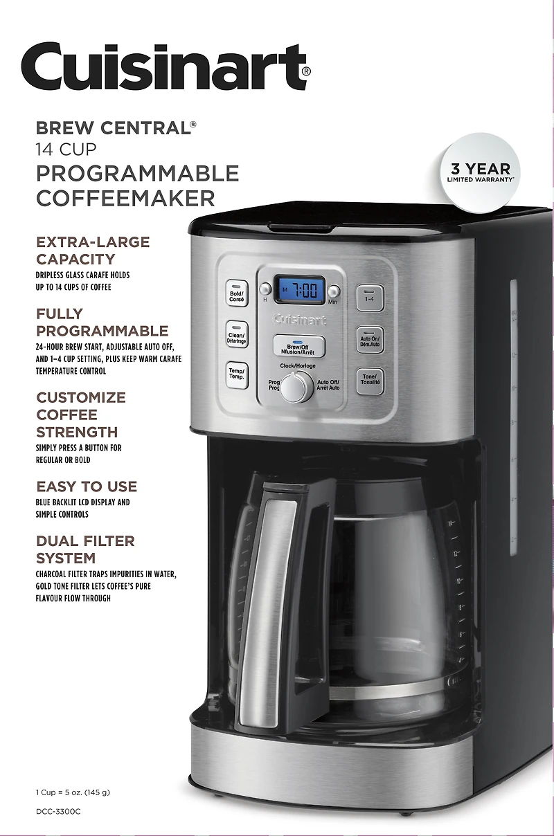 Cuisinart Cafetière programmable de 14 tasses brew central
