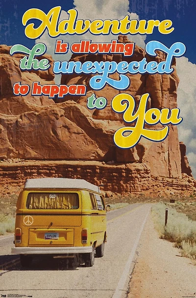 Old Red Truck - Adventure Is Allowing The Unexpected Wall Poster, 22.375" x 34"