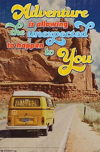 Old Red Truck - Adventure Is Allowing The Unexpected Wall Poster, 22.375" x 34"