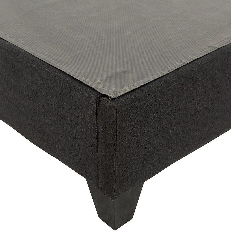 PRIMO Carter Upholstered Platform Bed Frame – Twin Size, Dark Grey Linen Look Fabric, No Box Spring Required, Durable Wood Slats – Bedroom Foundation