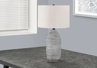 Monarch Specialties Lighting, 27"h, Table Lamp, Grey Resin, Ivory / Cream Shade, Modern
