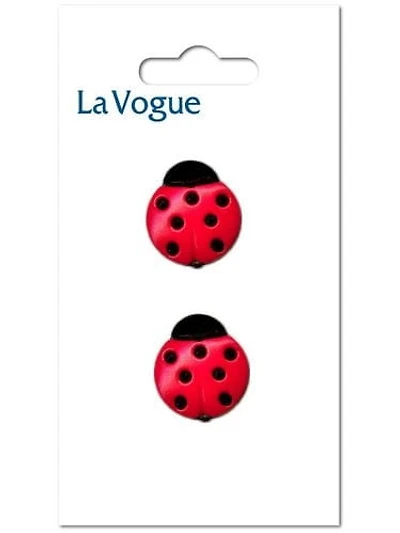 LA VOGUE Ladybug Novelty Shank Buttons 18 mm (0.71 in), rouge