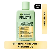 Garnier Fructis Hair Filler + Vitamin C Strength Repair Sulfate-Free Shampoo, for Weak Damaged Hair, up to Breakage & 79% More Strength