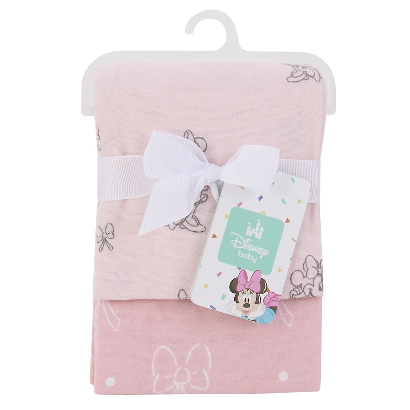 Minnie Mouse 2pk Cotton Flannel Receiving Blanket, Infant Girl, Pink
