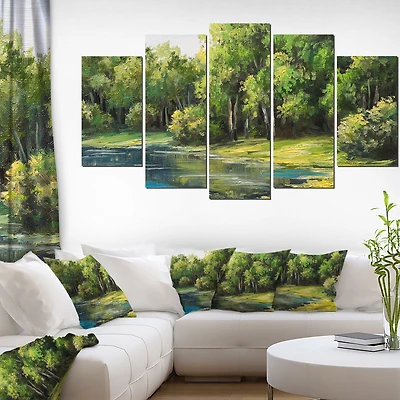 Impression sur toile « Summer Day Lake In Forest » Design Art