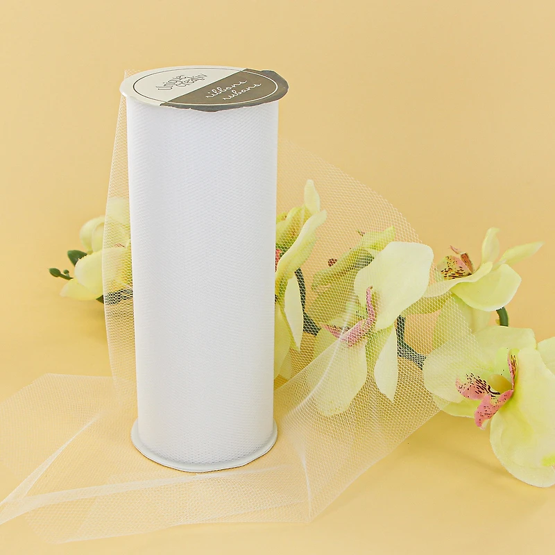 UNIQUE CREATIV White Tulle Ribbon 152 mm (5.98 in) × 13.71 m (6 in × 15 yd), 14 m (15 yd)