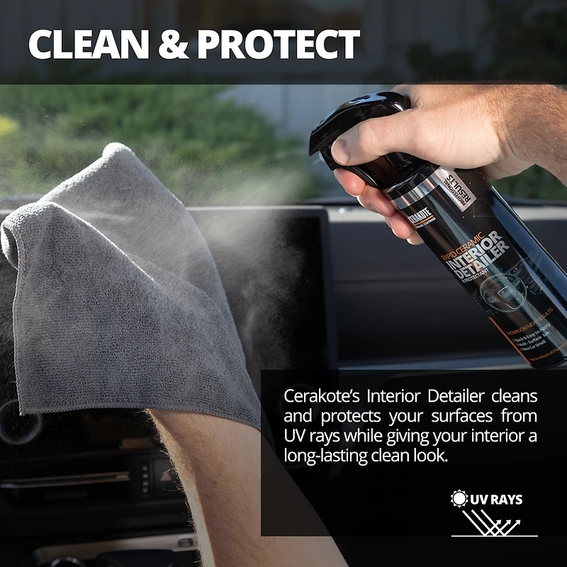 CERAKOTE® Nettoyant et Protecteur Intérieur Céramique Rapide (14 oz liq.) – Rapide et facile – Compatible avec plusieurs surfaces – Vaporisateur nettoyant pour intérieur de voiture – Sèche au toucher