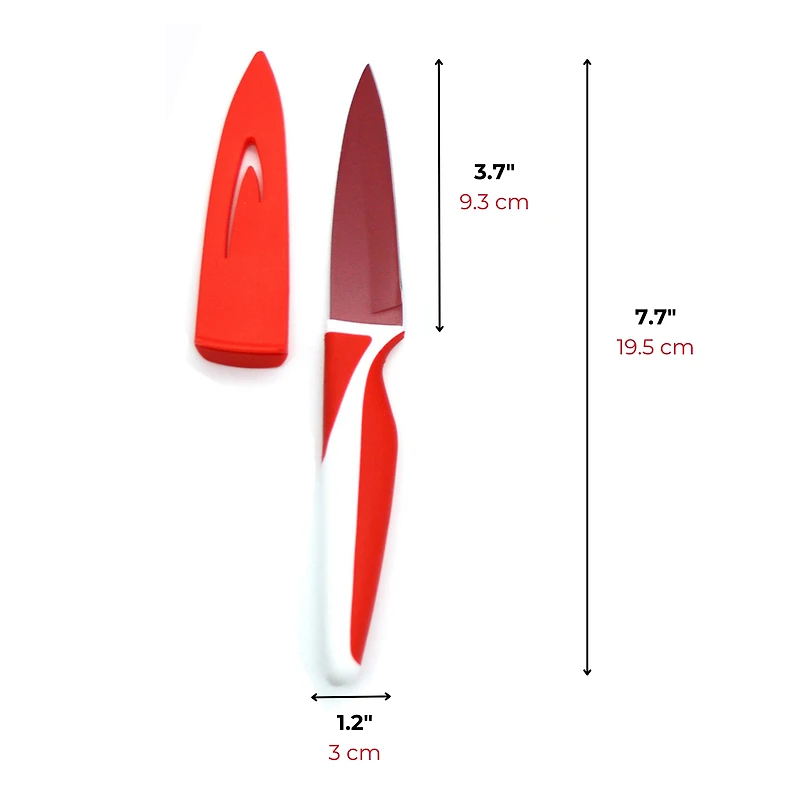 Starfrit Gourmet Ensemble De 4 Couteaux À Parer Avec Étui, Lame En Acier Inoxydable 3,5", Manche Antidérapant, Code Couleur, Rangement Sécuritaire