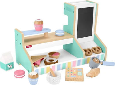 Fisher-Price Coffret Café en bois, 20 éléments en bois